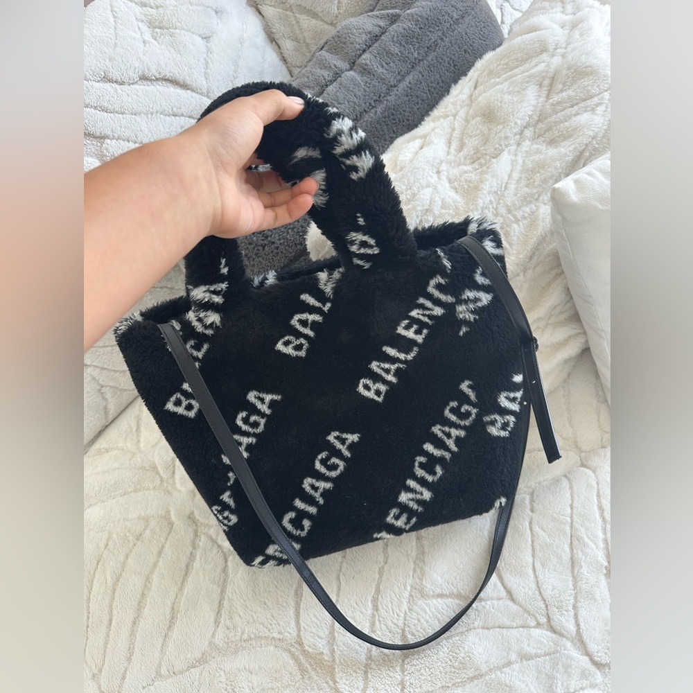 Balenciaga fuzzy logo tote bag
